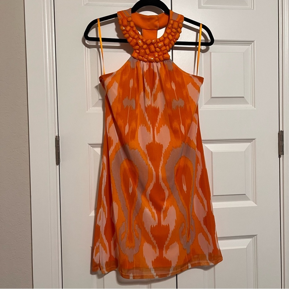 INC International Concepts Orange and Gray Mini Dress